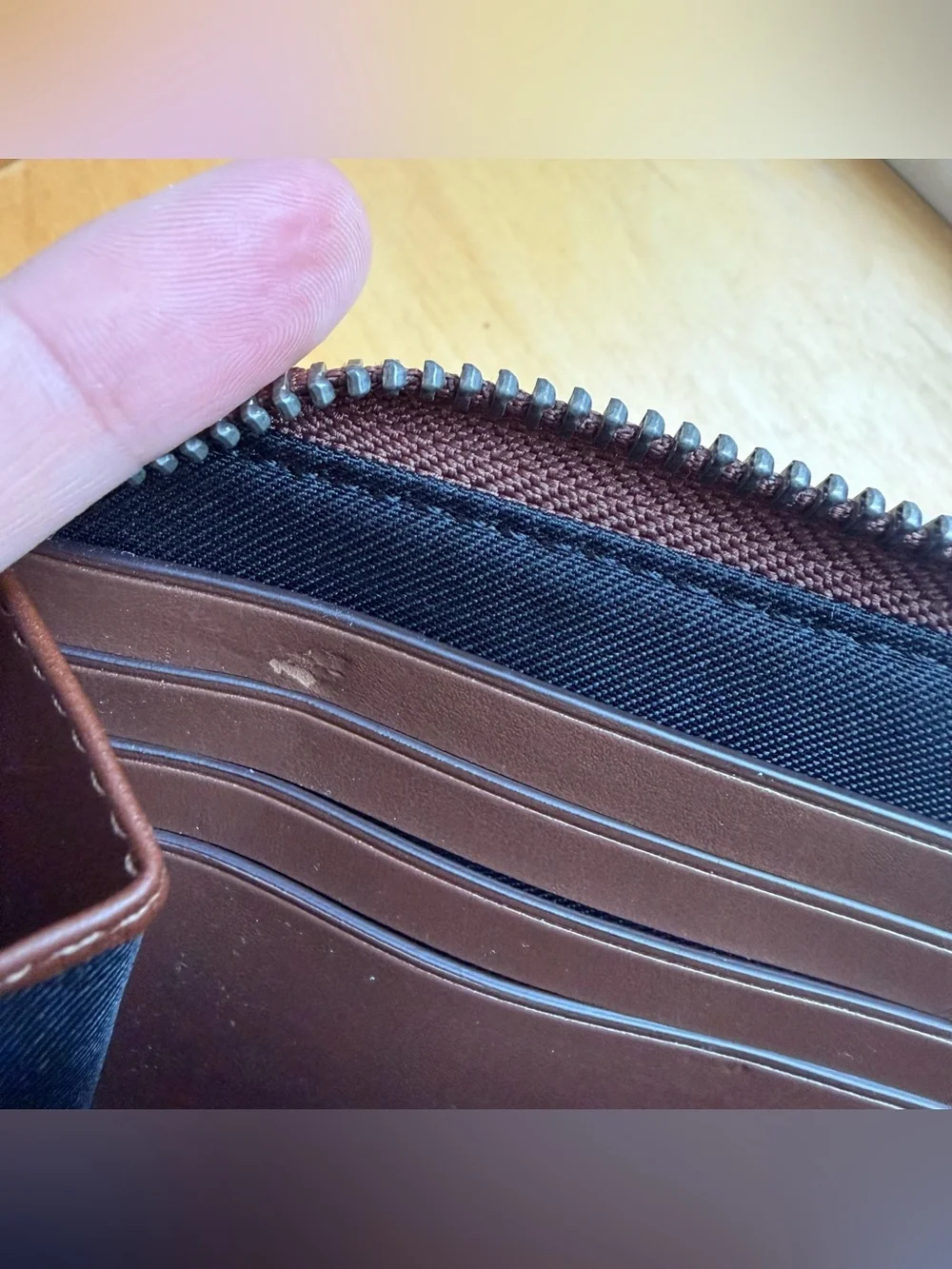 Coach Brown Leather Long Wallet with dust bag